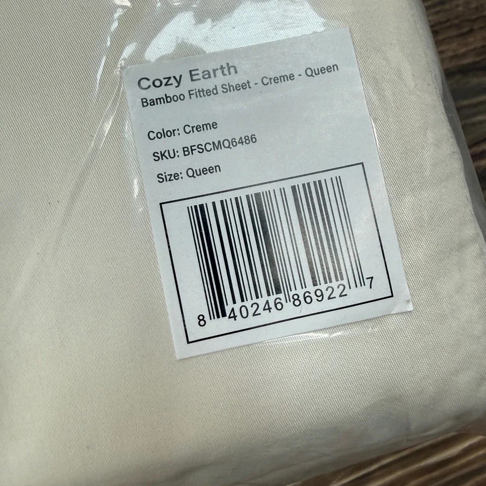 Cozy Earth Queen Fitted Sheet Creme Bamboo Viscose 360 Degree Elastic Hem NWT